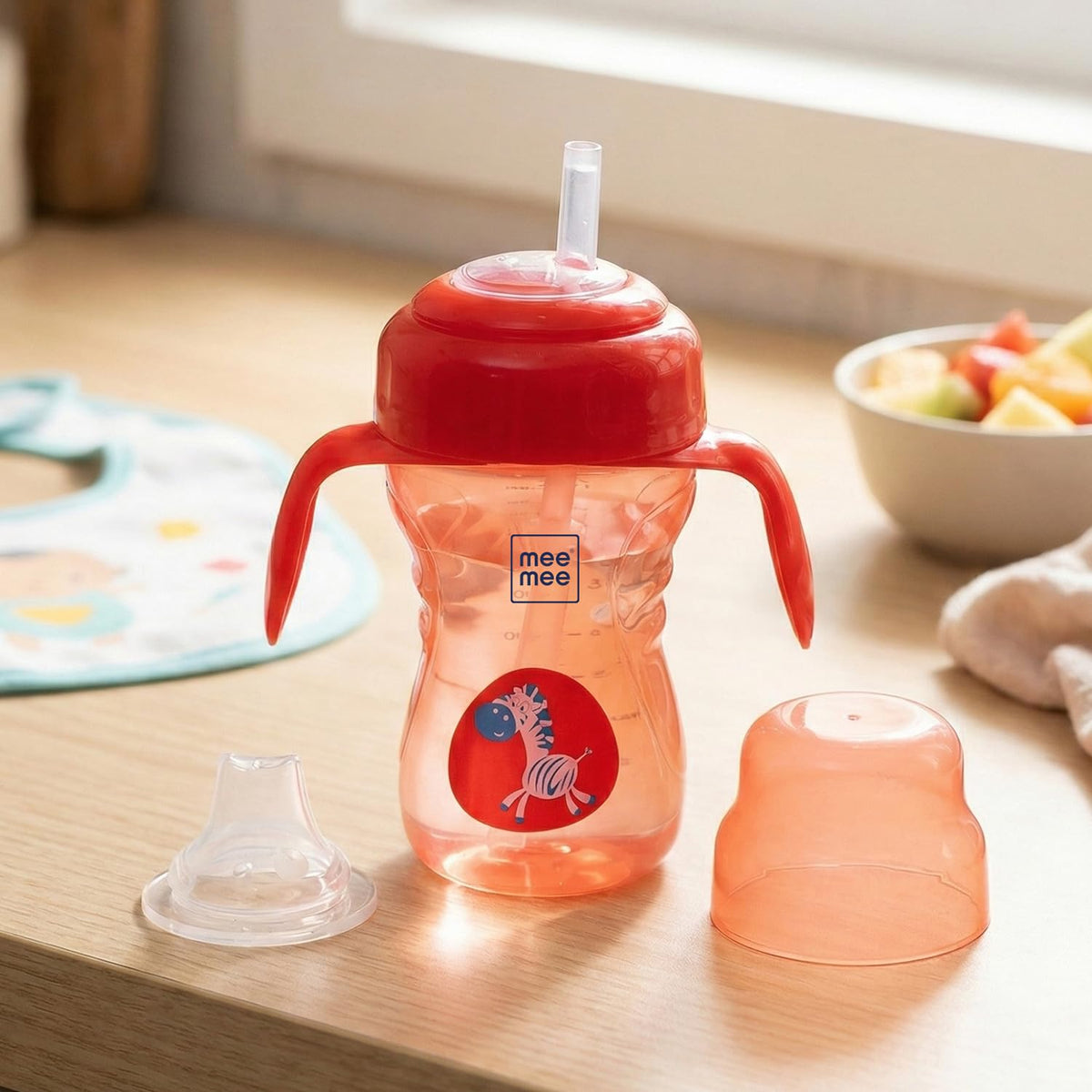 Mee Mee 2In1 Sipper Cup With Spout & Straw | BpaFree | EasyGrip Handles | SpillProof | 240Ml | FoodGrade Silicone | Wide M
