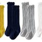 Toptim 4 Pairs Baby Toddlers Cable Knit Knee High Socks For Boy And Girls (Gray,White,Yellow,Navy Blue, 0-12 Months)