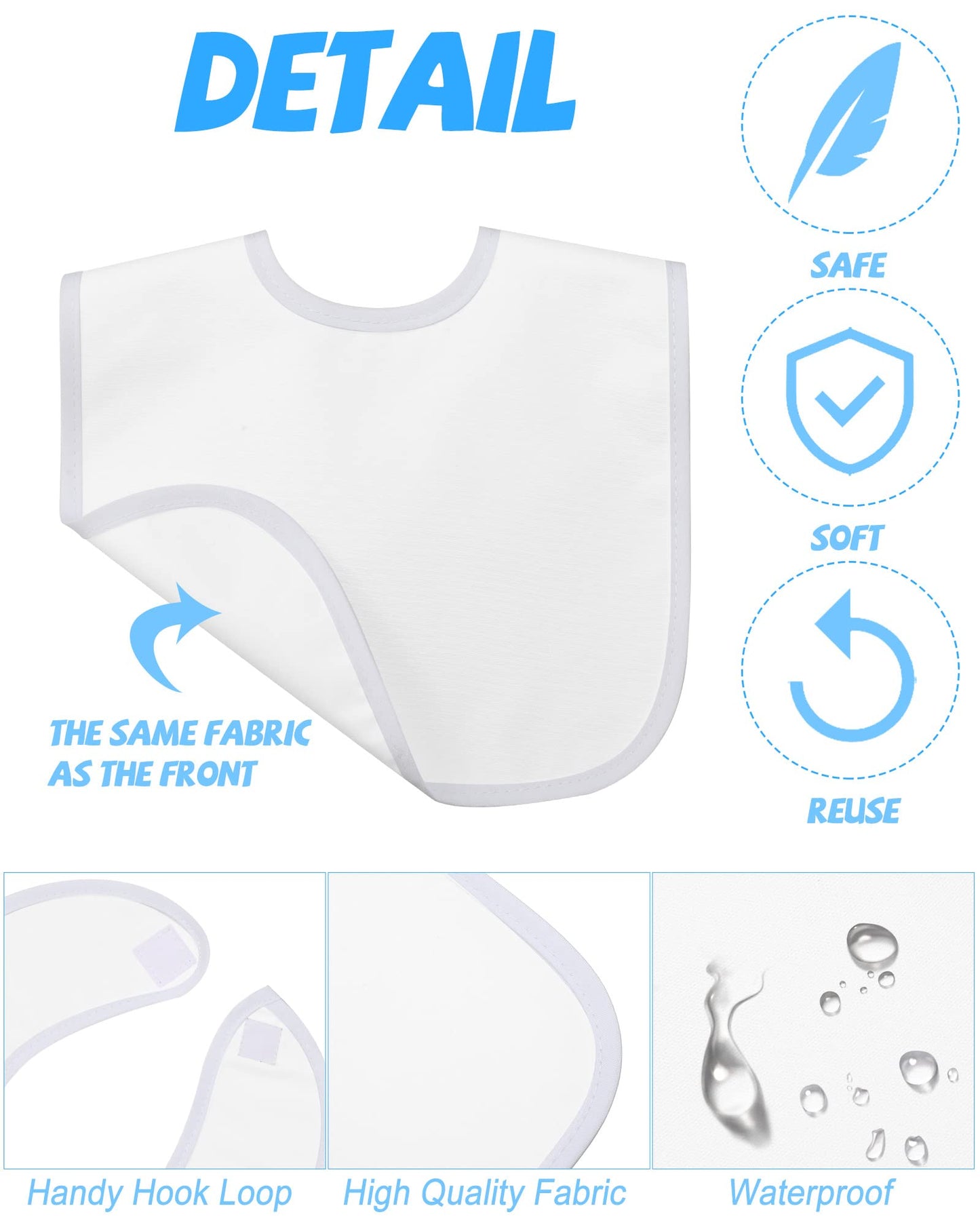 30 Pack Sublimation Blanks Baby Bibs Bulk 2 Ply Waterproof Absorbent White Bibs Unisex Baby Drool Bib With Hook And Loop Sublima