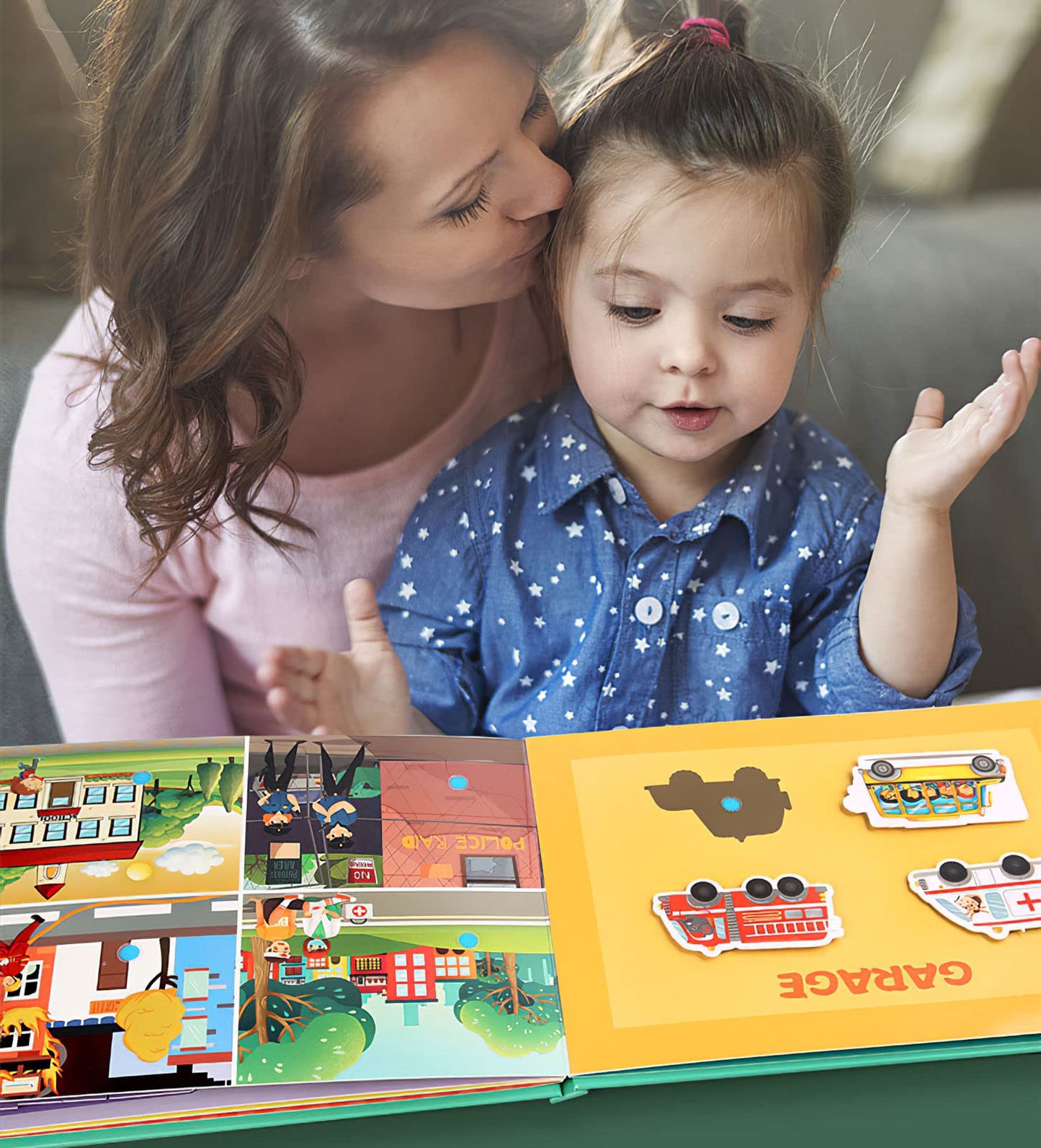 MIKNEKE 4 Pack DIY Busy Book for Toddlers, Montessori Busy Book for Kids to Develop Learning Skills, Quiet Book, Animal Vehicle