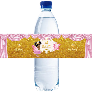 Rostyakz 32Pcs Gold Glitter Pink Water Bottle Labels, Gender Reveal & 1St Birthday Bottle Stickers, Labels For Baby Shower
