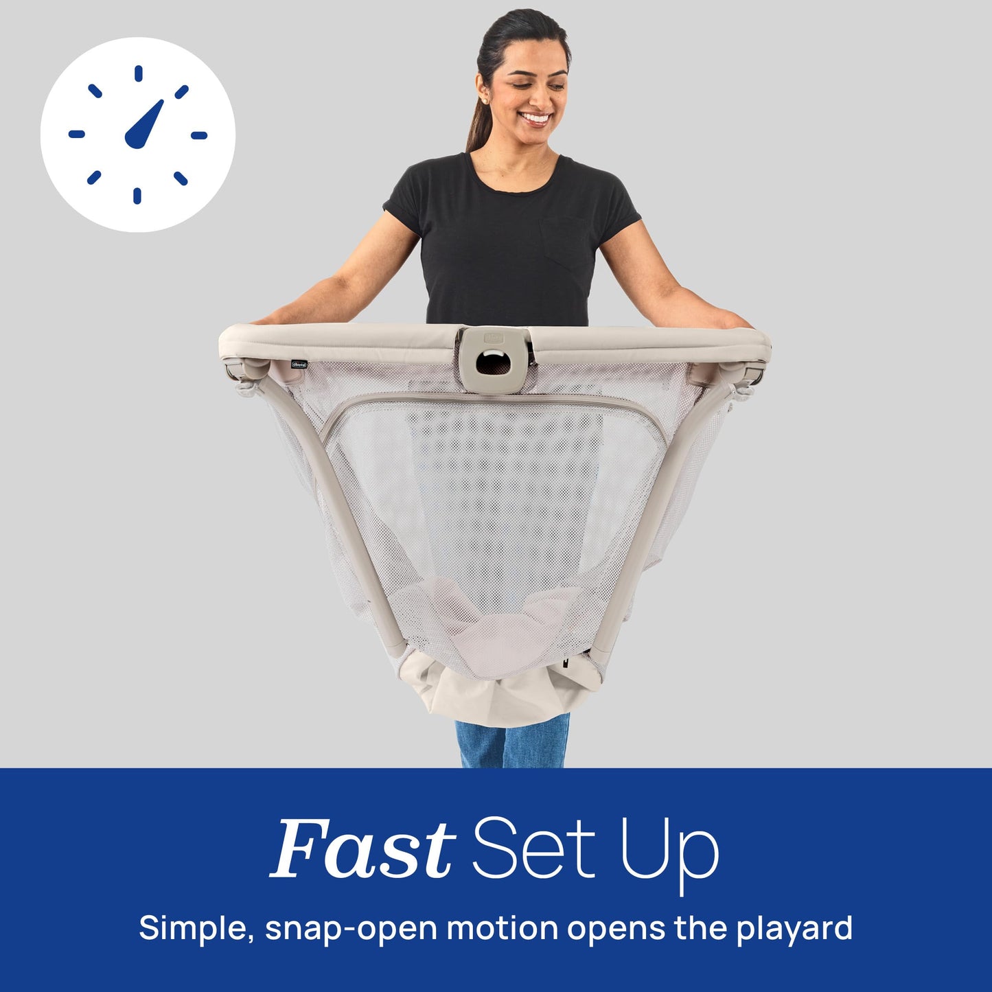 Chicco Alfa Lite Lightweight Travel Playard, Portable Playpen For Babies And Toddlers, Snap-Open/Compact Fold Design,13 Lbs., Ba