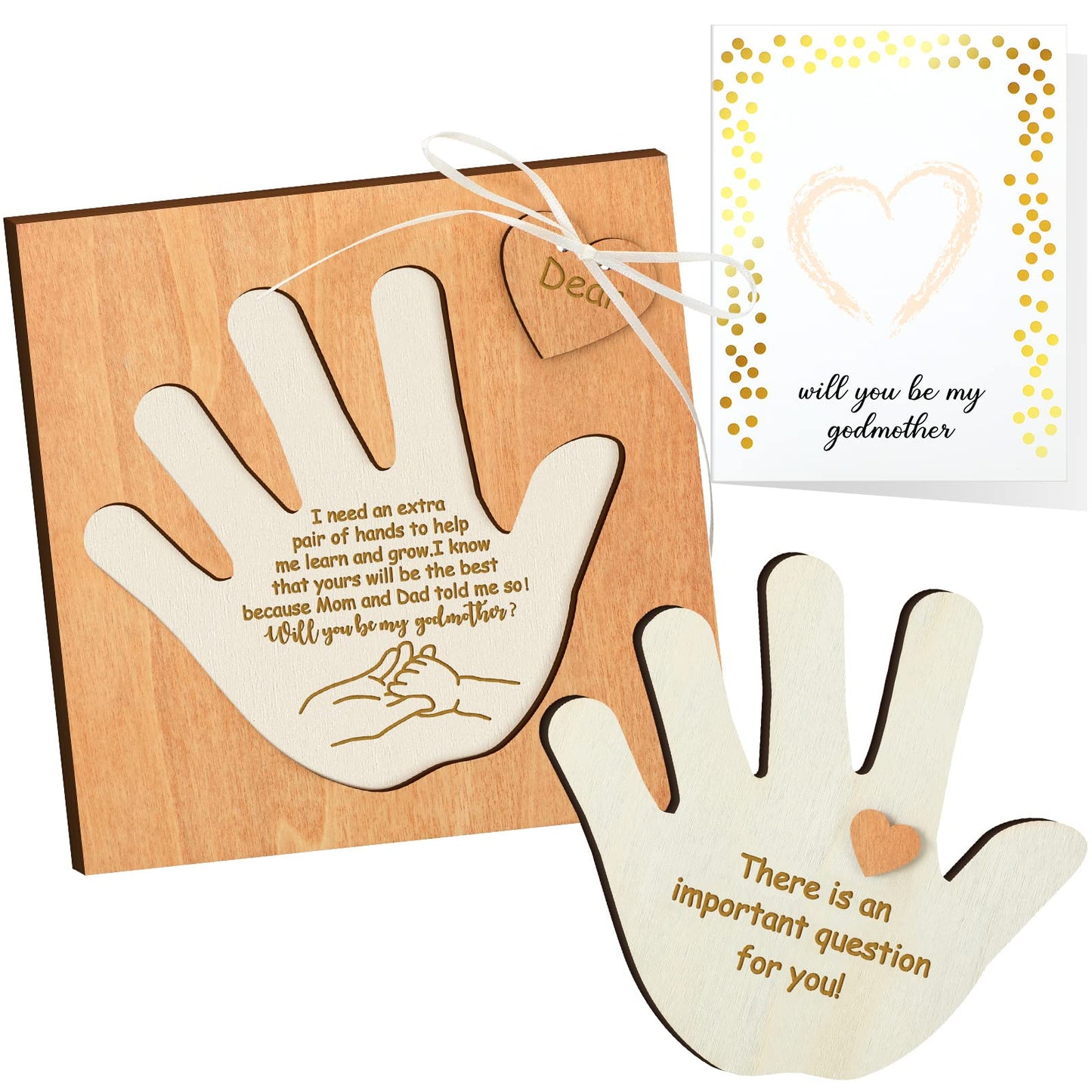 Karenhi 2 Pcs Will You Be My Godmother Gifts Godmother Proposal Gift Set Includes Wood God Mom Proposal Wood Detachable Palm and