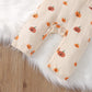 Twopumpkin Beige Long Sleeve Onesie Romper Jumpsuit (3-6 Months) - Cotton Blend Halloween Outfit For Unisex Children