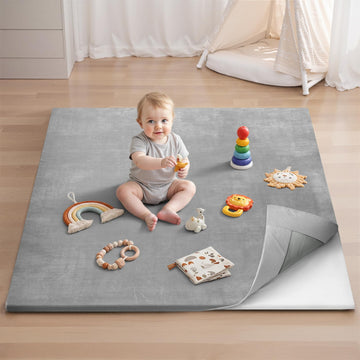 Blissful Diary Ultra Soft Baby Play Mat, 50x50 Floor Mat with Removable & Washable Slip-On Cover for Babies and Toddlers Infants