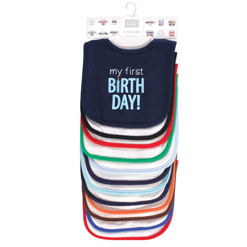 Hudson Baby Unisex Baby Cotton Bibs, Holiday Bold Boy, One Size