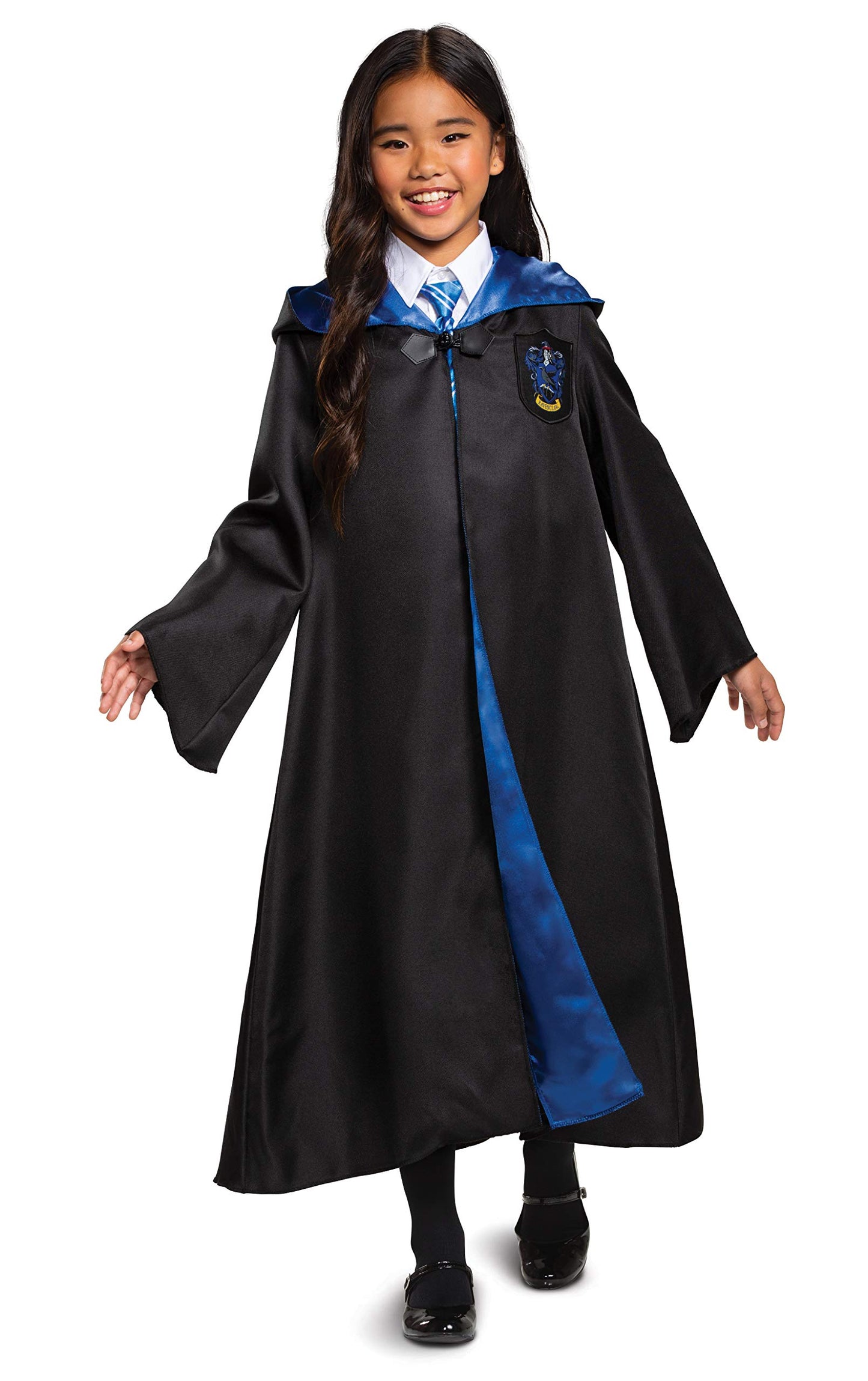 Disguise Harry Potter Ravenclaw Robe Deluxe Childrens Costume Accessory, Black & Blue, Kids Size Medium (7-8)