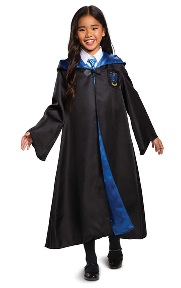 Disguise Harry Potter Ravenclaw Robe Deluxe Childrens Costume Accessory, Black & Blue, Kids Size Small (4-6)