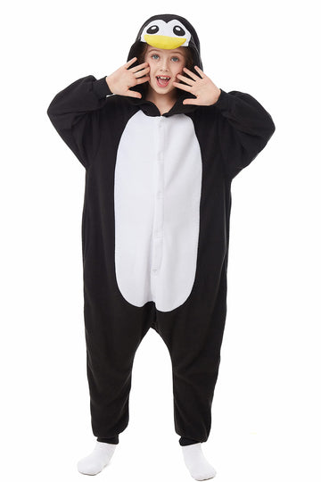 Canasour Peguin Onesie Kids Halloween Cosplay Costume Girls One Piece Pjs Anime Unisex Hoodie Pajamas Black For 10-12 Years Boys