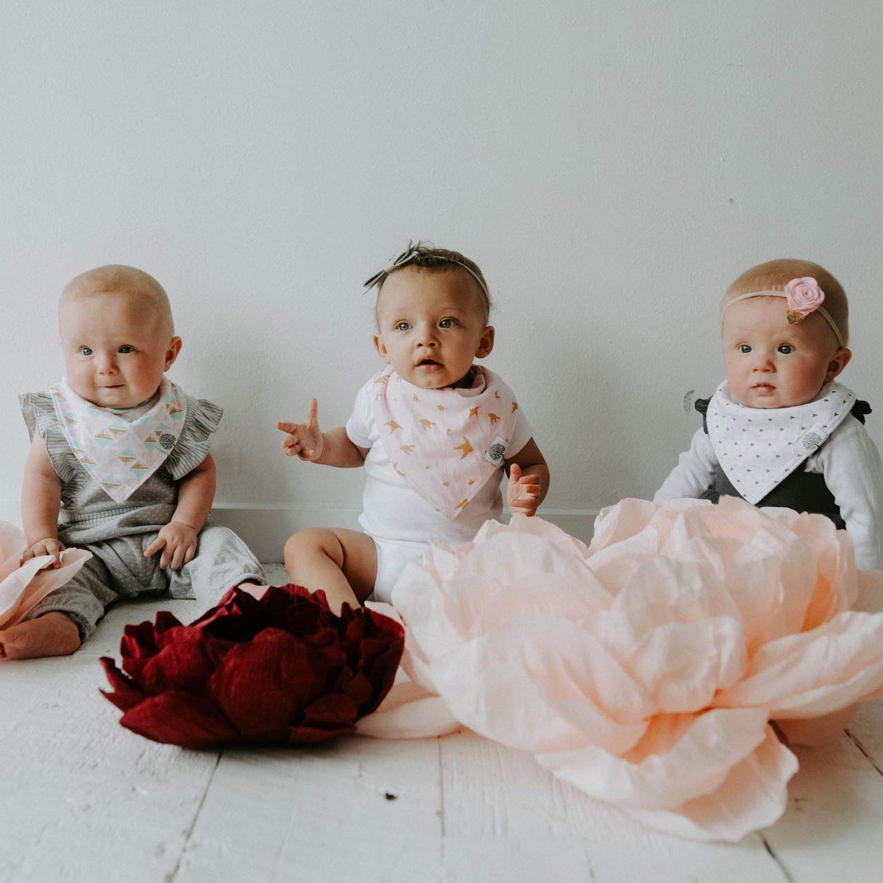 Parker Baby Co. Bandana Drool (Pack of 4) Baby Bibs for Girls - Blush Set