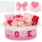 Colingmill Valentine Day Small Woven Basket, Empty Gift Basket with Gift Bag Bow and Greeting Card,Tissue Paper and Love Alphabe