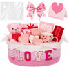 Colingmill Valentine Day Small Woven Basket, Empty Gift Basket with Gift Bag Bow and Greeting Card,Tissue Paper and Love Alphabe