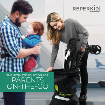Reperkid Umbrella Stroller Bag For Airplane Travel, Black And Green, 47' H X 15' W X 12' D, Fits Most Single And Double Umbre
