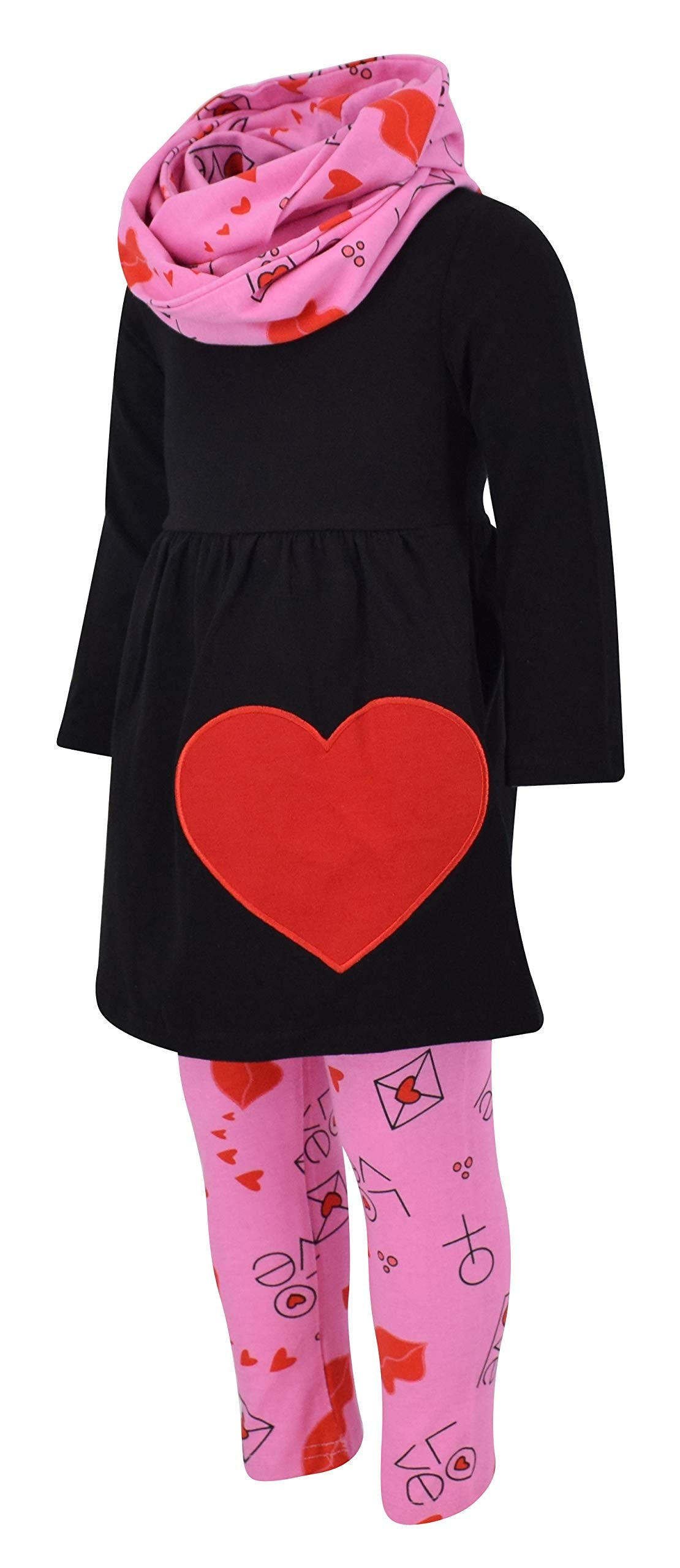 Unique Baby Girls Valentines Day Love Letters Toddler Outfit Legging Set (10 Years, Black)
