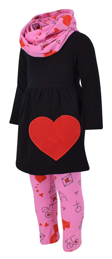 Unique Baby Girls Valentines Day Love Letters Toddler Outfit Legging Set (8 Years, Black)