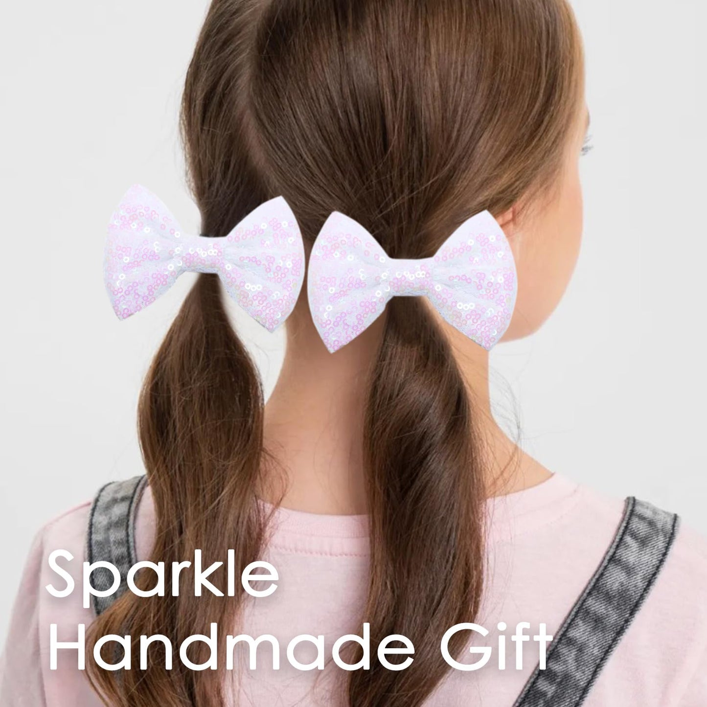 Kiszu 4 Inch Sequin Glitter Hair Bows Clips, Sparkling Bling Little Bow Hairpins Hair Accessories For Baby Girls Kids Children T