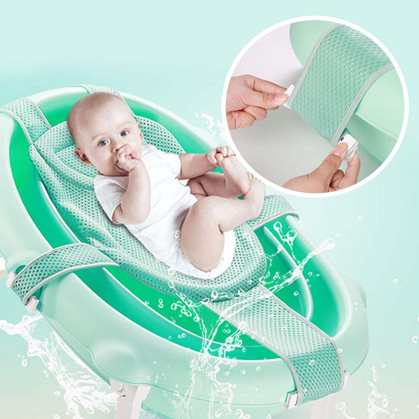 Baby Bath Seat Support Net Soft Headrest Baby Bath Cushion Pad, Breathable Newborn Infant Bathtub Shower Mesh Mat, Adjustable Sh
