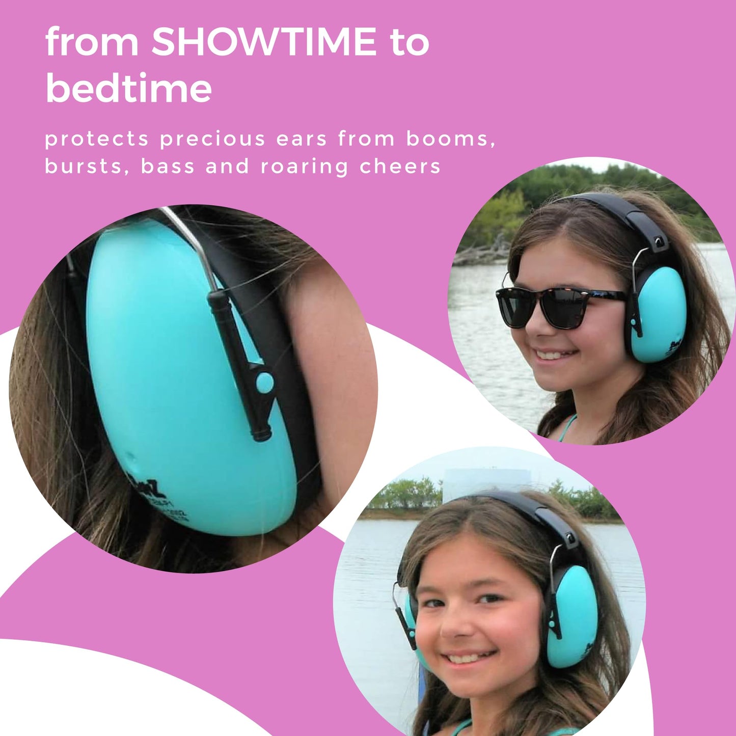 Banz Kidz Earmuffs 2 Years & Older - Lagoon Blue - Loud Noise Cancelling Kids Headphones & Toddler Ear Muffs, Size Adjustable