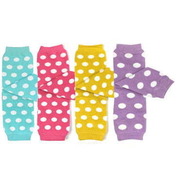 Allydrew 4 Pack Baby Leg Warmer Set & Toddler Leg Warmer Set For Boys & Girls, Dots Baby Blue, Hot Pink, Yellow, Orchid
