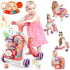 Baby Walker 5 In 1,Vatos Sit-To-Stand Learning Walker,Assemble As Scooter/Balance Bike/Push Walker/Activity Table/Detachable Pan