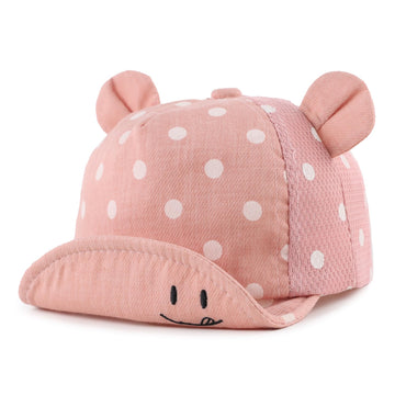 Peecabe Baby Baseball Cap Toddler Infant Boys Girls Sun Hat Breathable Bear Ear Cap For 6-24Months (Pink, Mesh)