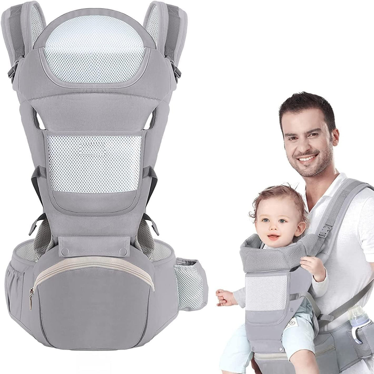 Deoxys Baby Carrier Newborn to Toddler, 6in1 Front and Back Baby Hip Carrier One Size Fits All Adjustable Toddler Carrier Hip 