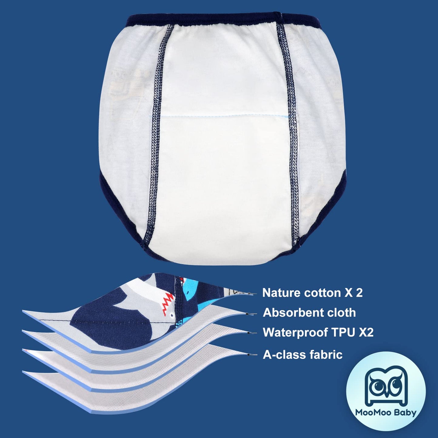 Moomoo Baby Cotton Training Pants Strong Absorbent Toddler Potty Training Underwear For Baby Boy 3T