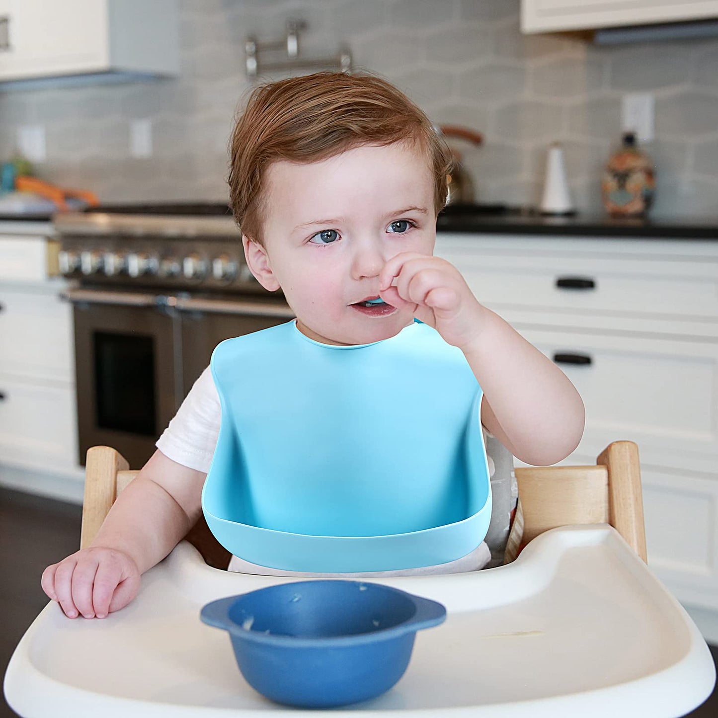 Eascrozn Silicone Bibs For Babies & Toddlers Set Of 3, Silicone Baby Bibs For Boy And Girl, Adjustable Soft Waterproof Bibs