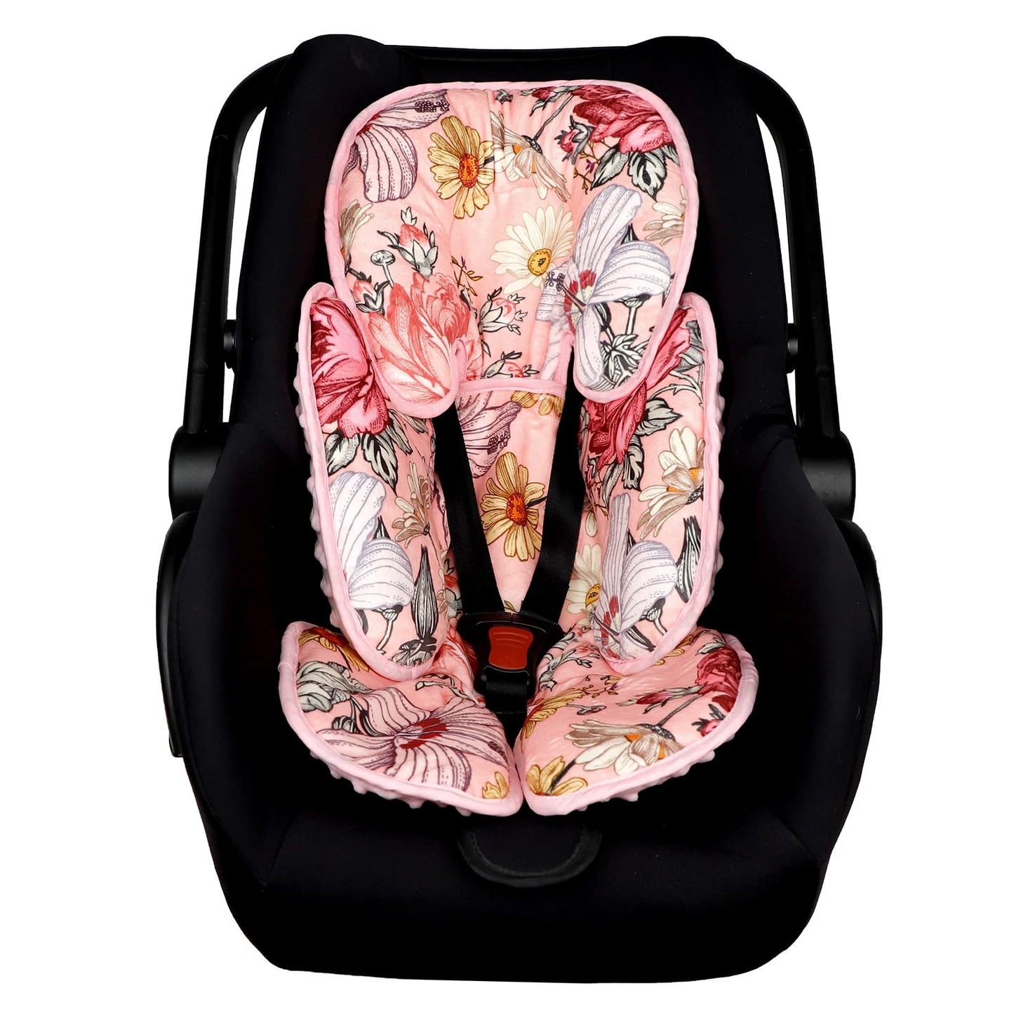 Pink Infant Car Seat Head Body Support Pillow, Hnhuaming 2-In-1 Reversible Carseat Insert,Soft Cushion For Stroller, Swing, Boun