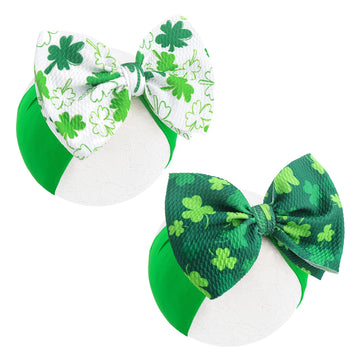 Oneninedream 6    Large St Patricks Baby Bows Shamrock Clover Headbands Hairband Green Nylon Bows For Newborn Girls Infants Todd