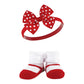 Hudson Baby Baby Girls' Headband And Socks Giftset, Red Houndstooth, One Size