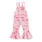 YOKJZJD Toddler Baby Girl Outfit Bow Print Suspender Romper Jumpsuit Overalls Bell Bottom Pants Fall Clothes (Pink, 18-24 Months