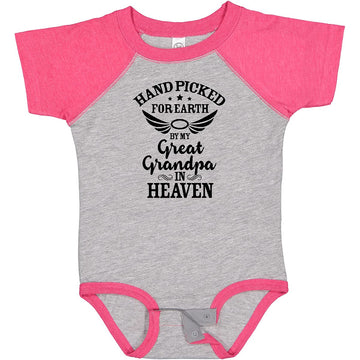 Inktastic Handpicked For Earth By My Great Grandpa In Heaven Baby Bodysuit 18 Months Heather And Hot Pink 37293