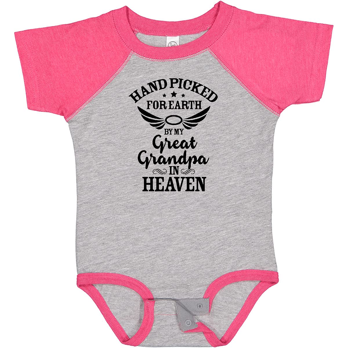 Inktastic Handpicked For Earth By My Great Grandpa In Heaven Baby Bodysuit 24 Months Heather And Hot Pink 37293