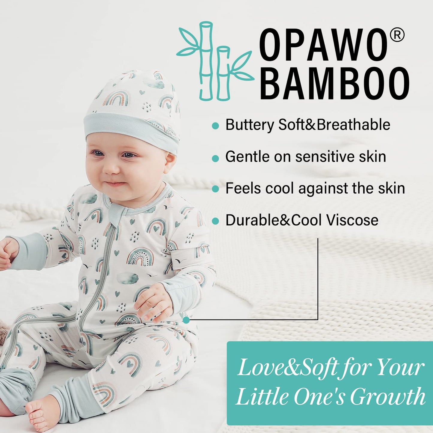 Opawo Viscose From Bamboo Onsies For Baby Girls' One-Piece Rompers With 2 Way Zipper Mittens Cuff Infant Footless Sleep 'N Play