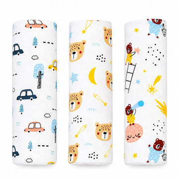 Secure Steps Muslin Swaddle for New Born Baby Pack of 3 | 100% Cotton Swaddle Wrap | 100x100cm Breathable Baby Swaddle Blanket |