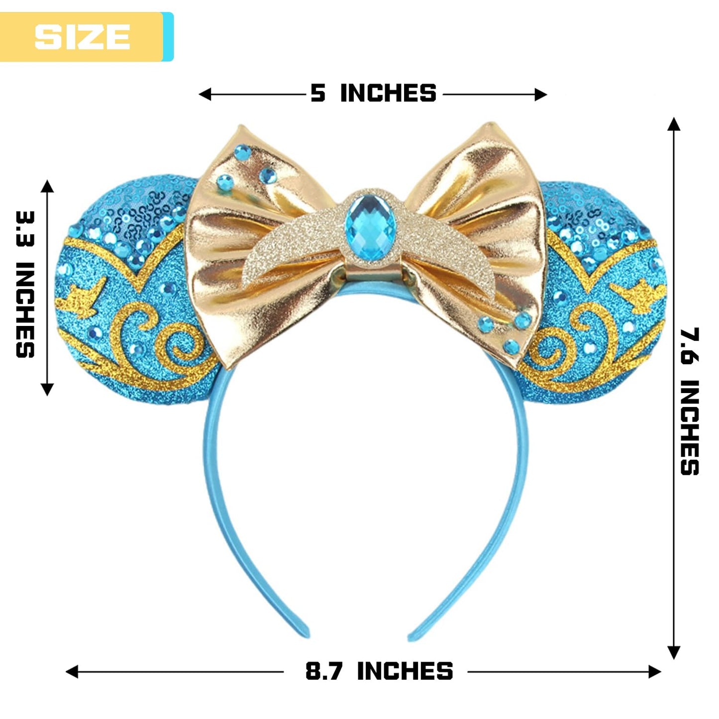 Mado Aladdin Mouse Ears Headband For Women, Girls, And Boys - Park Headbands (Jsm-Diamond)