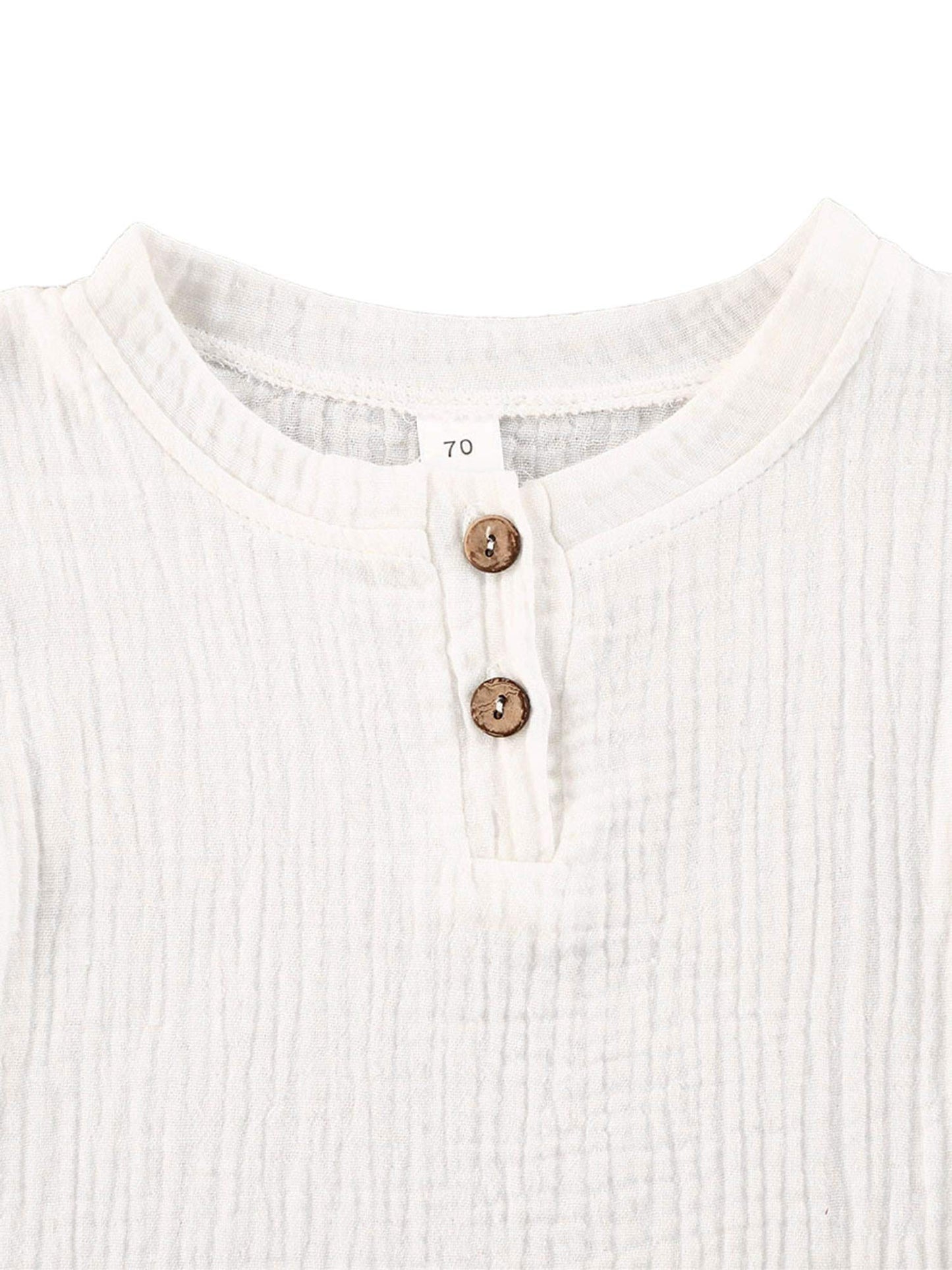 Baby Boys Short Sleeve T-Shirt Tops Elastic Waistband Shorts Set Toddler2Pcs Summer Outfits Clothes (Linen White + Strips, 18-24