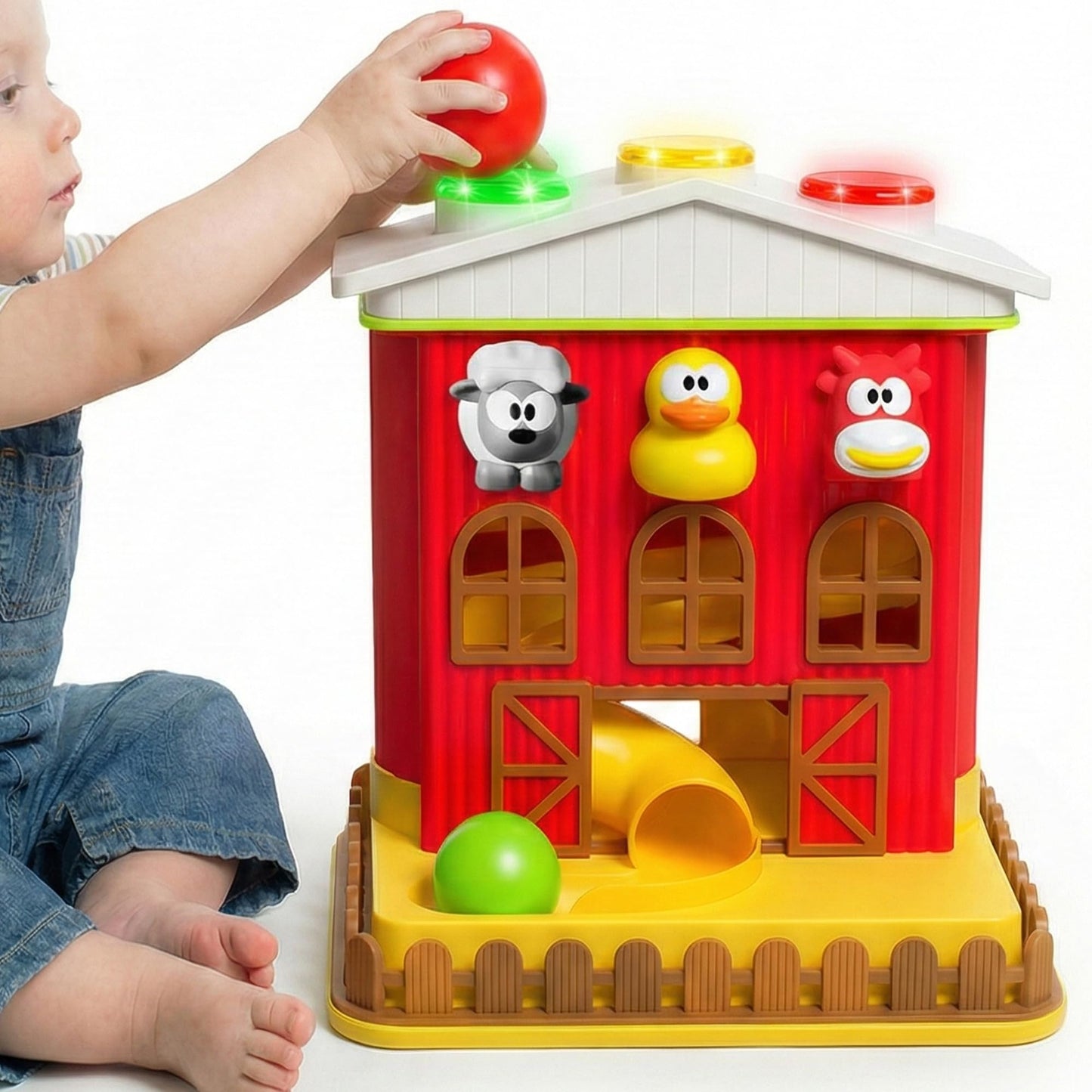 STARKTOY Electronic Pound A Ball Barn House, Interactive Fun Learning Toy Gift for 6 8 12 18 Month Old Baby & Toddlers, Montesso