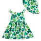 Baby Girl Dress Newborn St Patricks Day Dress Summer Green Shamrock Halter Dresses With Hat Cute Baby Outfit Set Infant Clothes