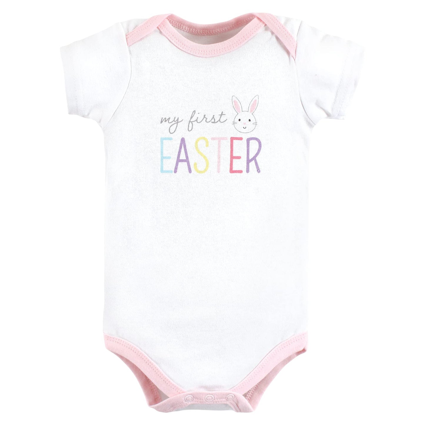 Hudson Baby Unisex Baby Cotton Bodysuits, Girl First Valentine Easter, 3-6 Months
