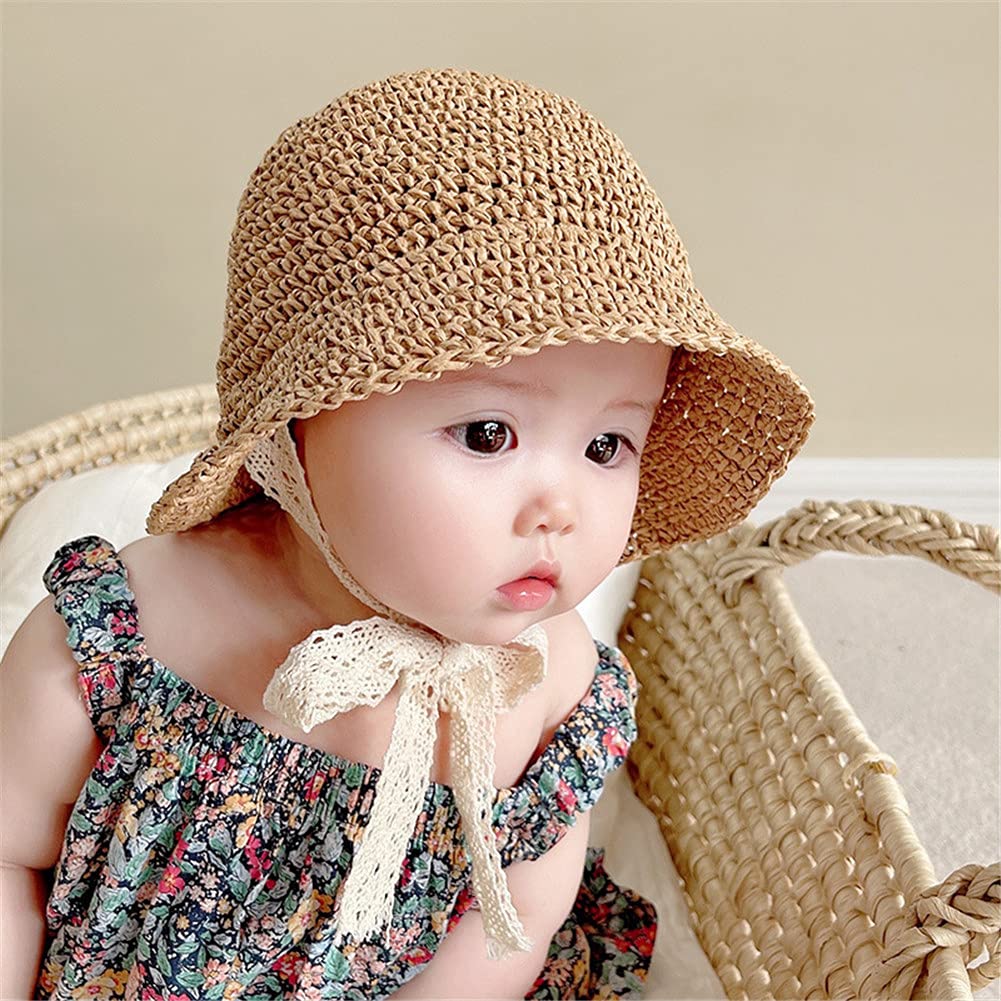 Little Girls Floppy Foldable Packable Wide Brim Summer Sun Hats Beach Straw Hat Baby Photography Straw Hats Khaki