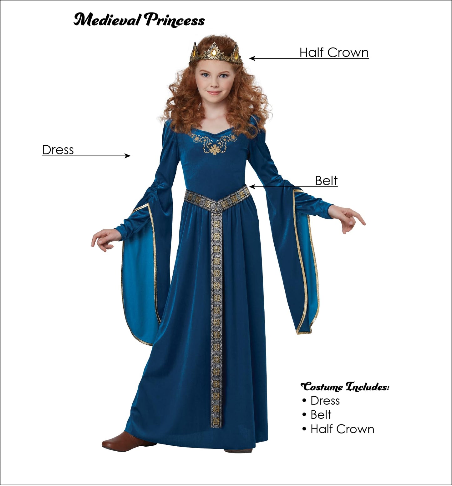 California Costumes Medieval Princess Girls Costume X-Small