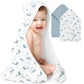 Konssy 2-Pack Muslin Hooded Baby Towels, 100% Cotton, Ultra-Soft & Absorbent Baby Bath Towels with Hood for Newborn & Infant (Gr
