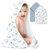Konssy 2-Pack Muslin Hooded Baby Towels, 100% Cotton, Ultra-Soft & Absorbent Baby Bath Towels with Hood for Newborn & Infant (Bl