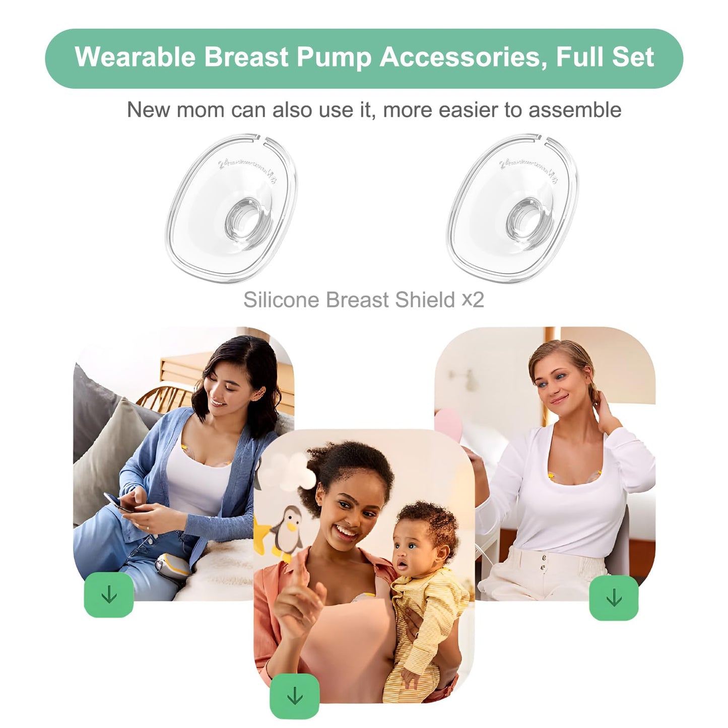 Pdfans Flange 24Mm Parts 2Pcs Silicone Breast Shield Compatible With Mommed/Tsrete S21/S18/S19 Series Wearable Breast Pump Repla