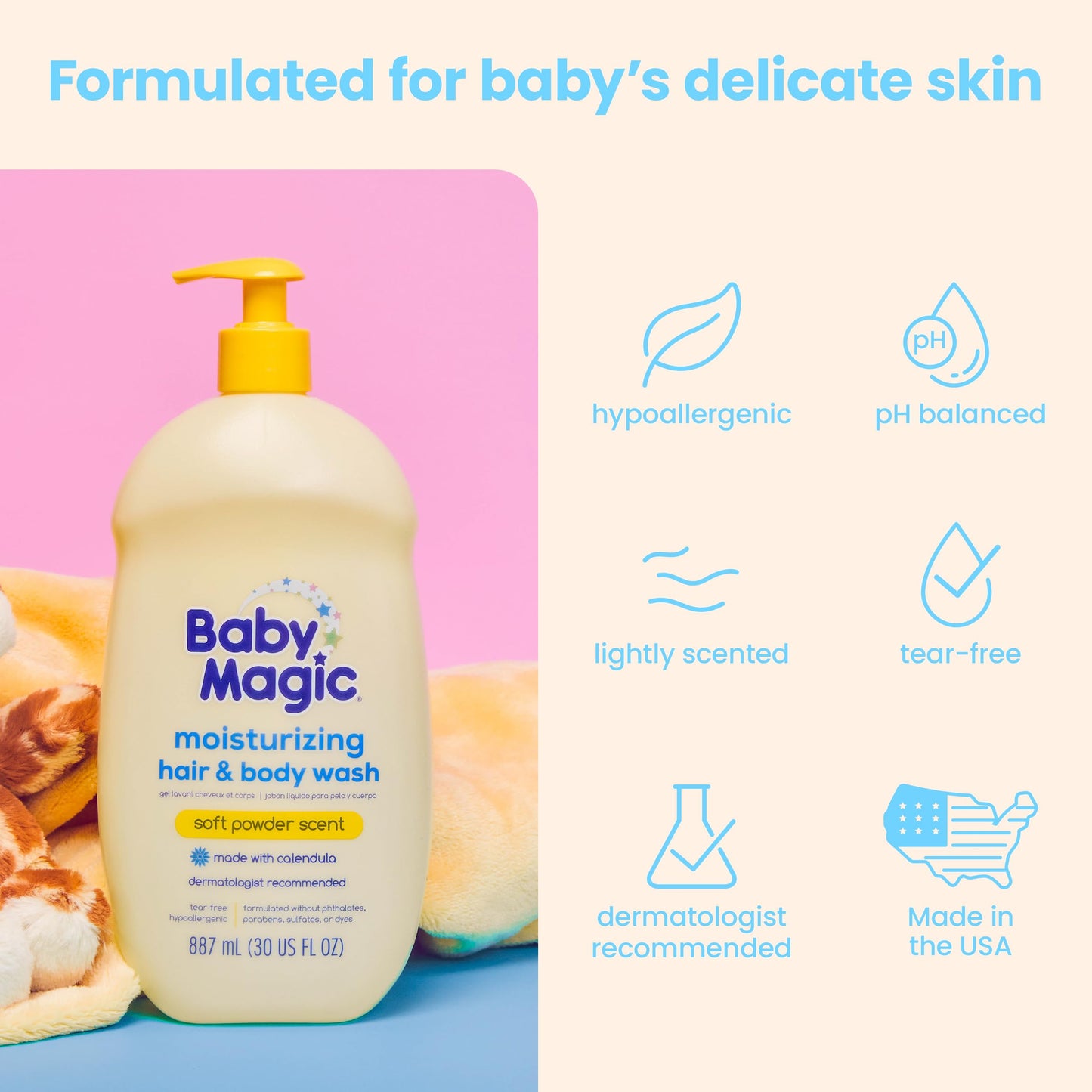 Baby Magic Moisturizing Hair & Body Wash | Specially Formulated For Baby'S Delicate Skin | Tear-Free | Calendula & Coconut | 30