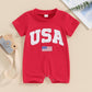 Fybitbo 4Th Of July Baby Boy Girl Outfit Usa Flag Jumpsuit Short Sleeve Romper Newborn Fourth Of July Onesie Clothes (My First 4
