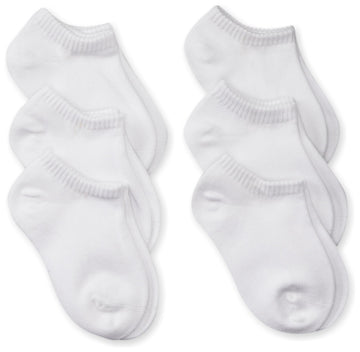 Jefferies Socks Baby Girls' Seamless Capri Liner Socks 6 Pair Pack, White, Toddler