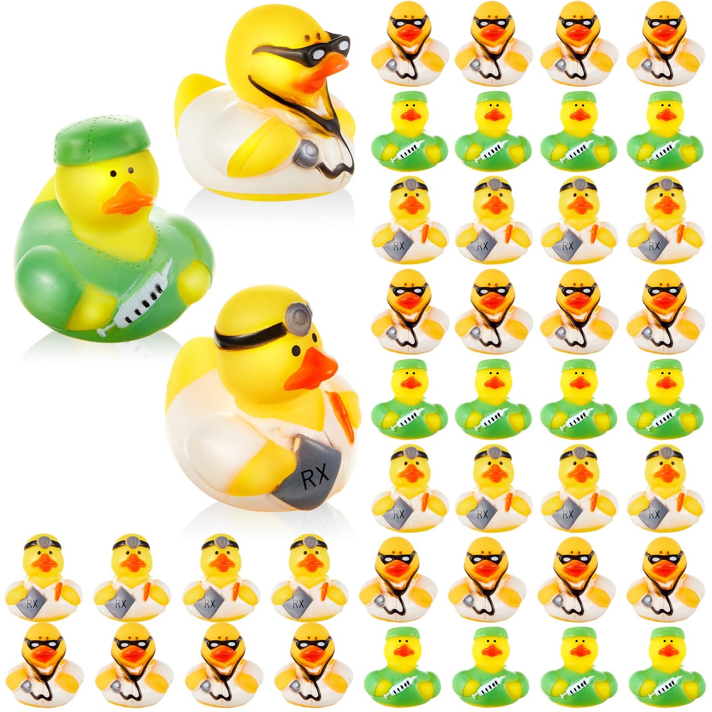 Deekin 24 Pcs Rubber Ducks Bulk 2 Inch Rubber Ducks Party Favor Decorations for Birthday Pool Party Occupation Cosplay (Doctor)